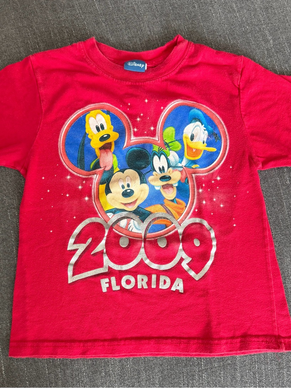 Disney Red Mickey & Friends 2009 Florida Kids Short Sleeve Tee